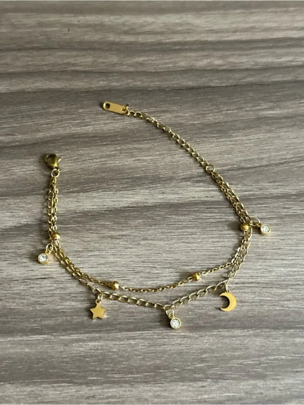 Star & Moon Charm anklet Q1093